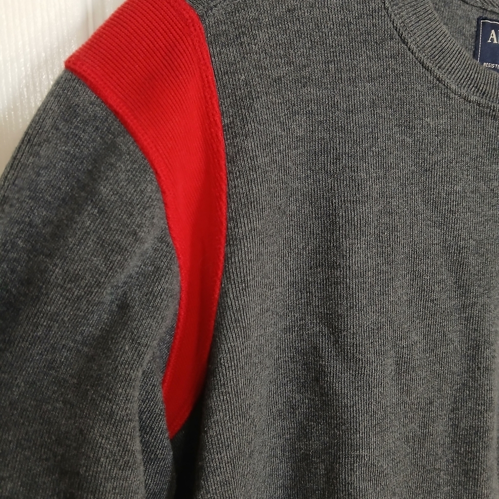 Abercrombie & Fitch Red Gray Crewneck Sweatshirt Preppy Academia Varsity Logo 3 - Picture 7 of 7